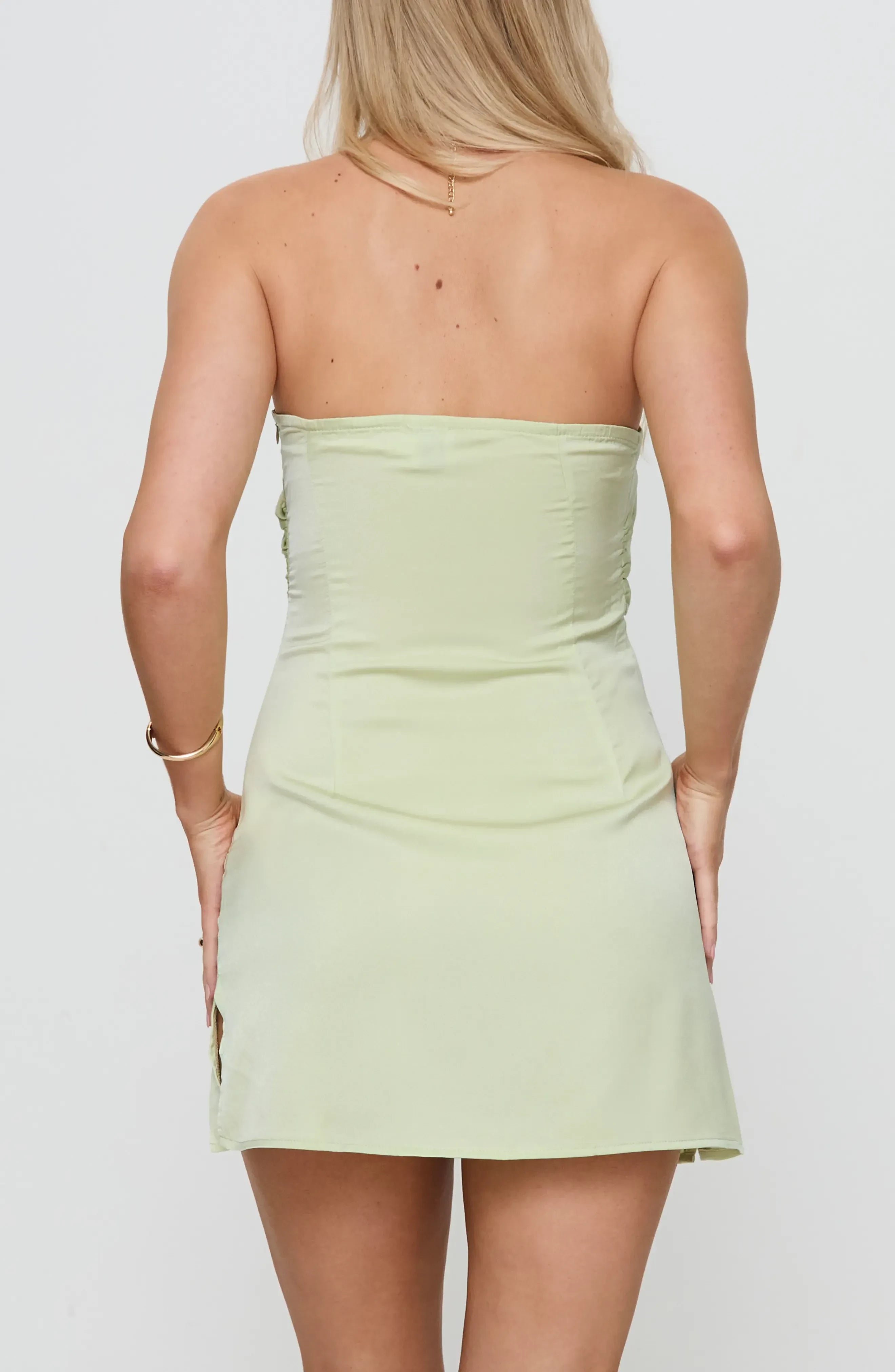 Pretty Strapless Ruched Zip Back Short Length Homecoming Dress