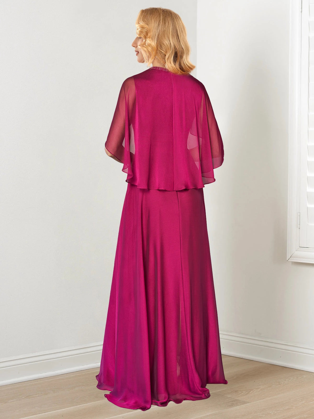 Princess Hand-Beaded Jewel Neckline Floor-Length Evening Dresses Prom Dress