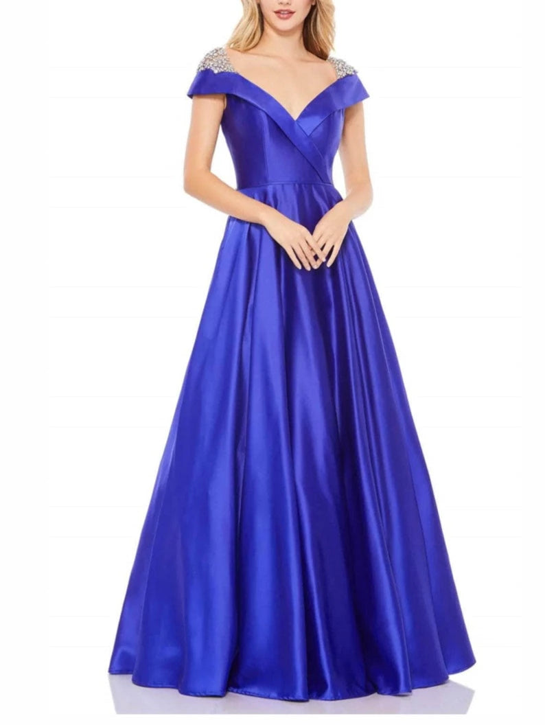 Princess Off-the-shoulder Short cap sleeves Floor-Length Evening Dress