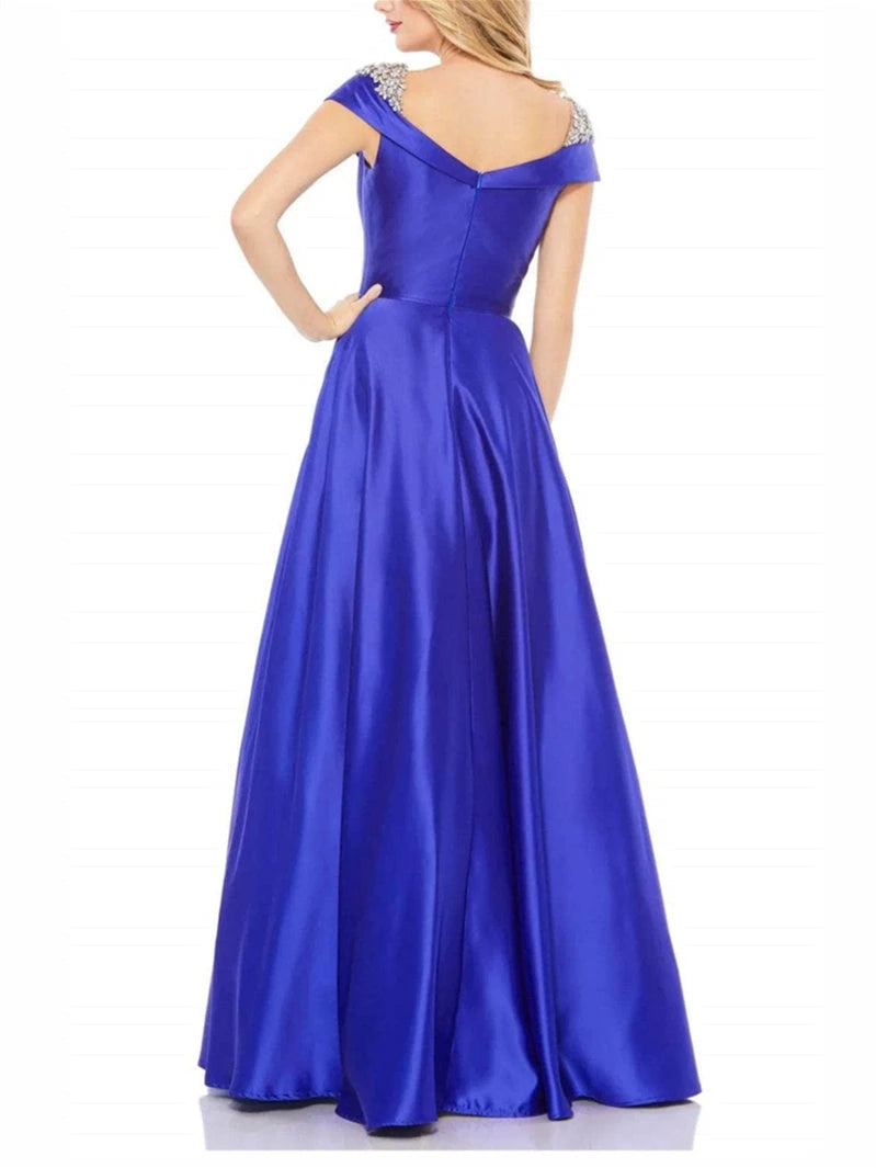 Princess Off-the-shoulder Short cap sleeves Floor-Length Evening Dress