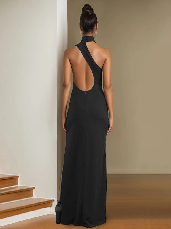 Princess One-Shoulder Sleeveless Floor-Length with Split Side Evening Dresses