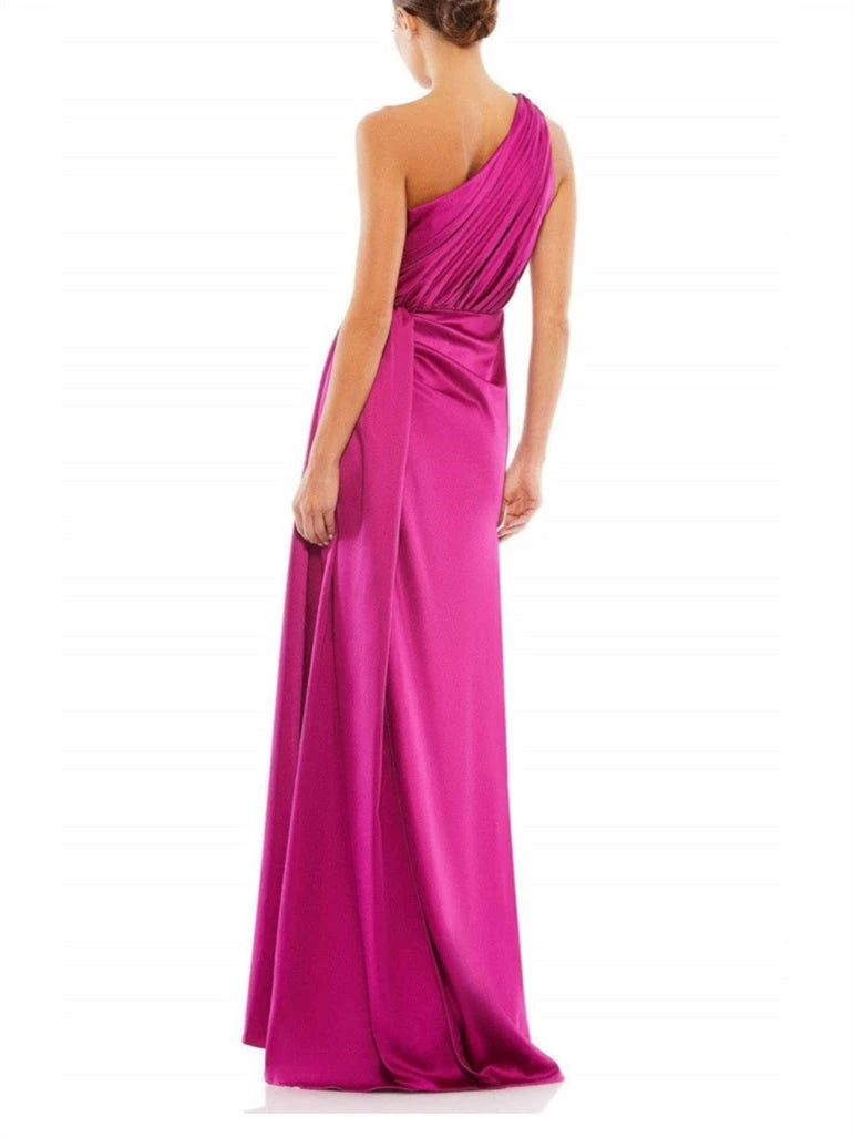 Princess One Shoulder Sleeveless Floor-Length with High Slit Evening Dress