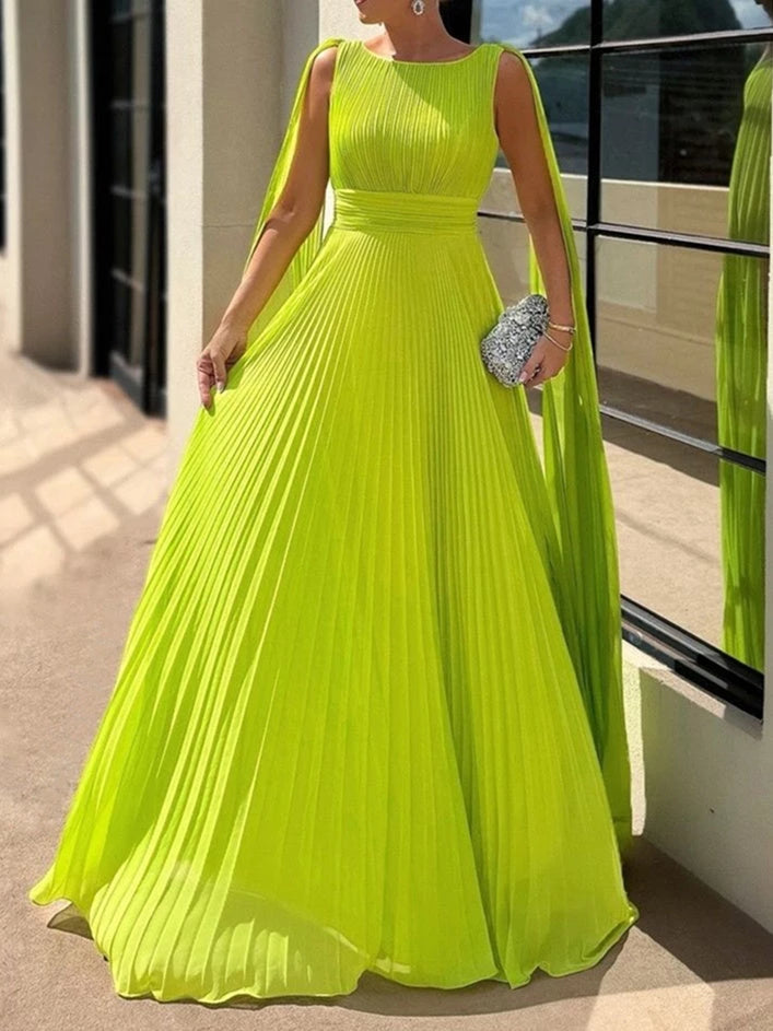 Princess Scoop Neck Sleeveless Floor-Length Ruched Evening Dresses