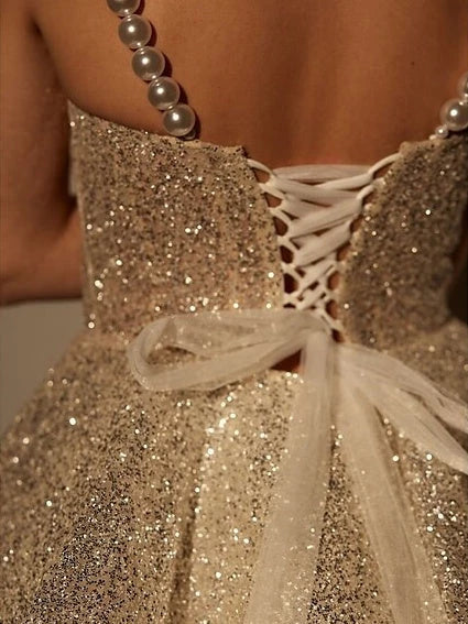 Princess Spaghetti Straps Sleeveless with Glitter Mini Party Dance Cocktail Homecoming Dress