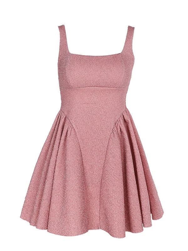 Princess Square Neck Sleeveless Mini with Bowknot Party Dance Cocktail Homecoming Dress