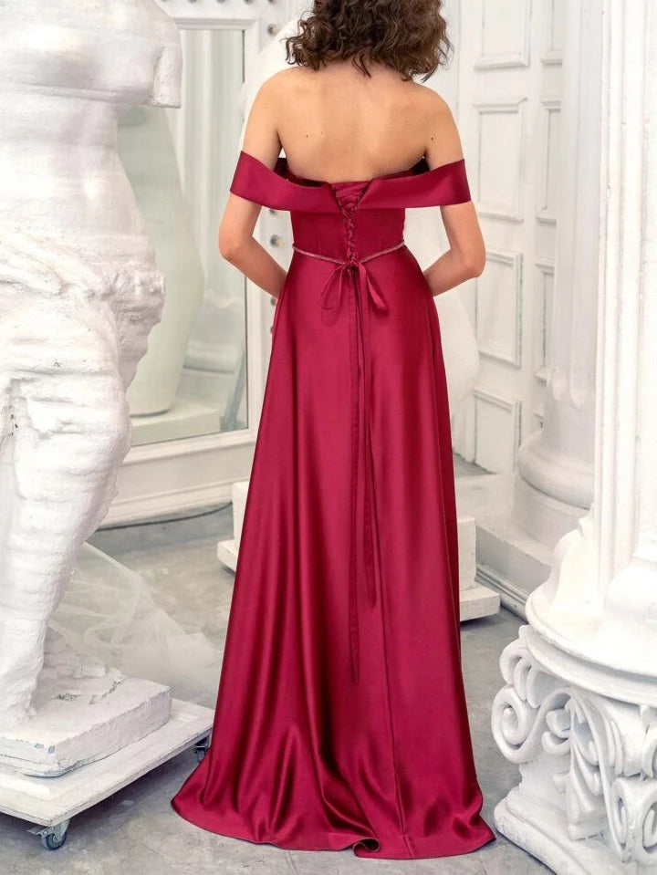 Princess Strapless Sleeveless Floor-Length Prom Dress Evening Dress