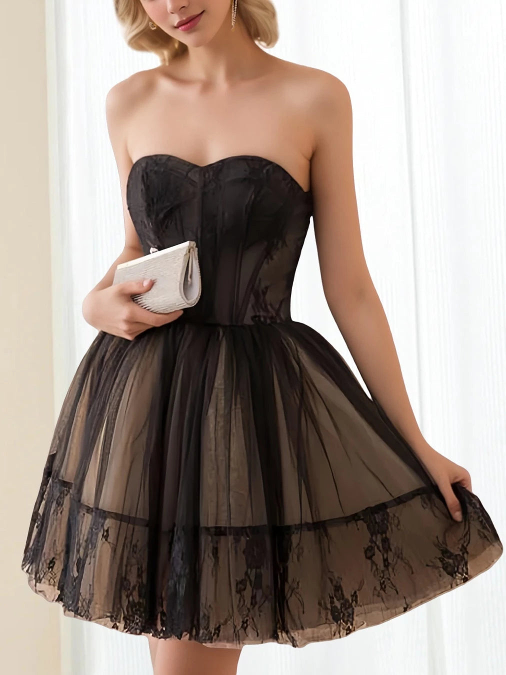 Princess Strapless Sleeveless Mini With Corset Bodice Party Dance Cocktail Homecoming Dress