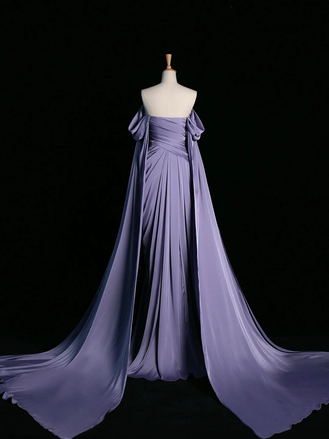 Purple Draped Bodice Elegant Satin Long Prom Dress  Formal Party Dress