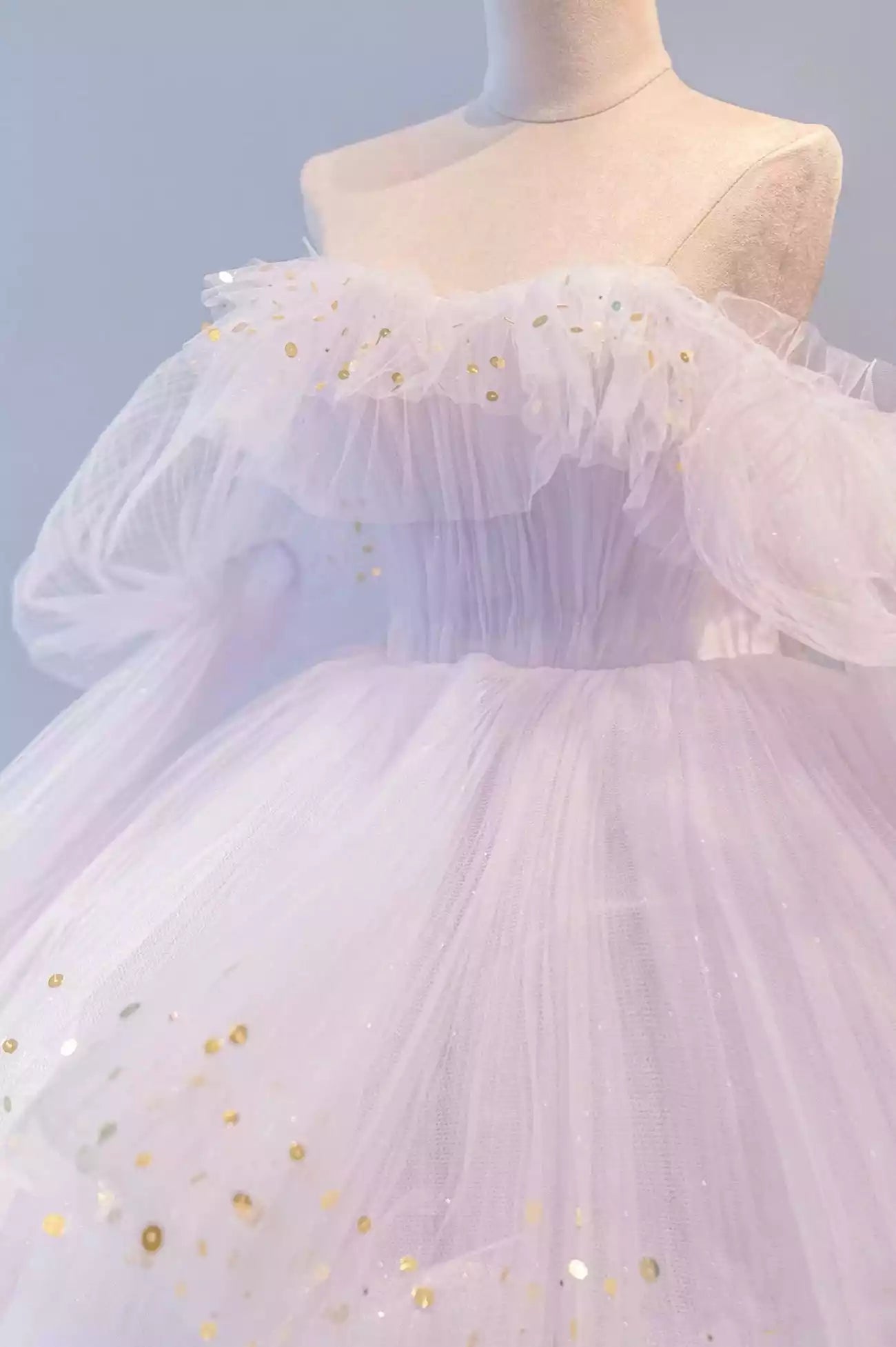 Purple Long Sleeve Floor Length Tulle Formal Dress Purple Sweet 16 Dress