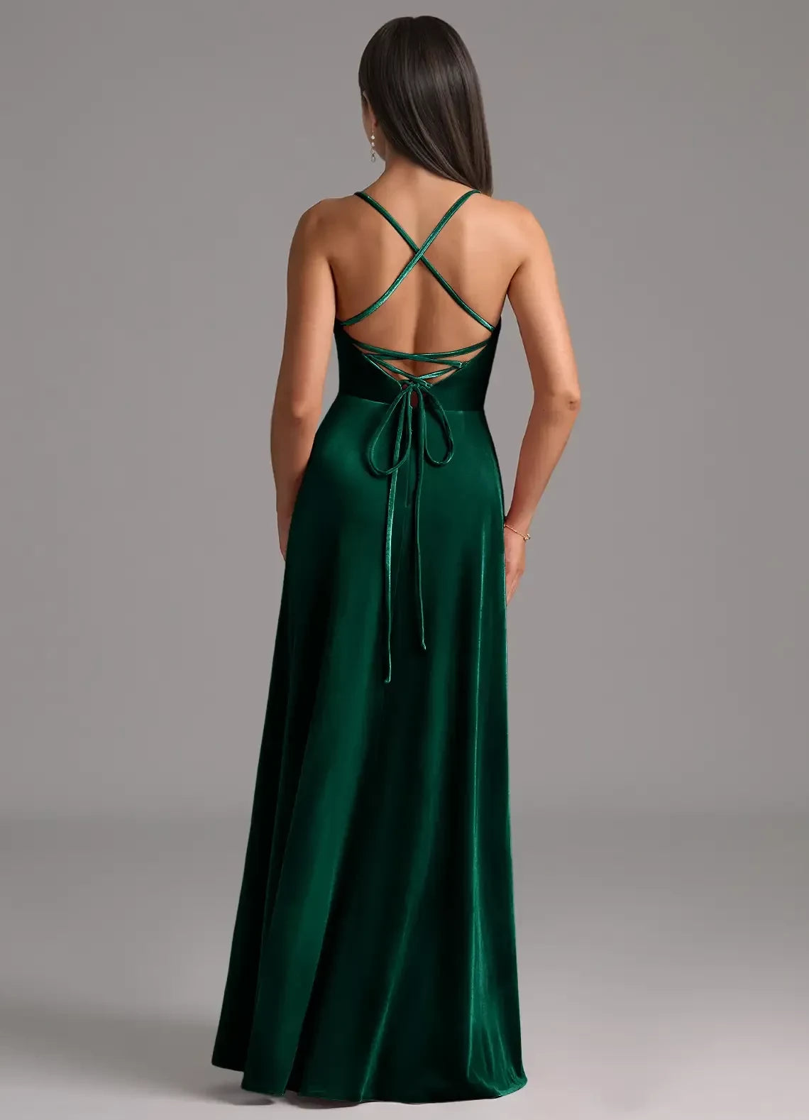 Radiant A Line Sweetheart Neck Spaghetti Strap Lace Up Back Floor Length Bridesmaid Dress