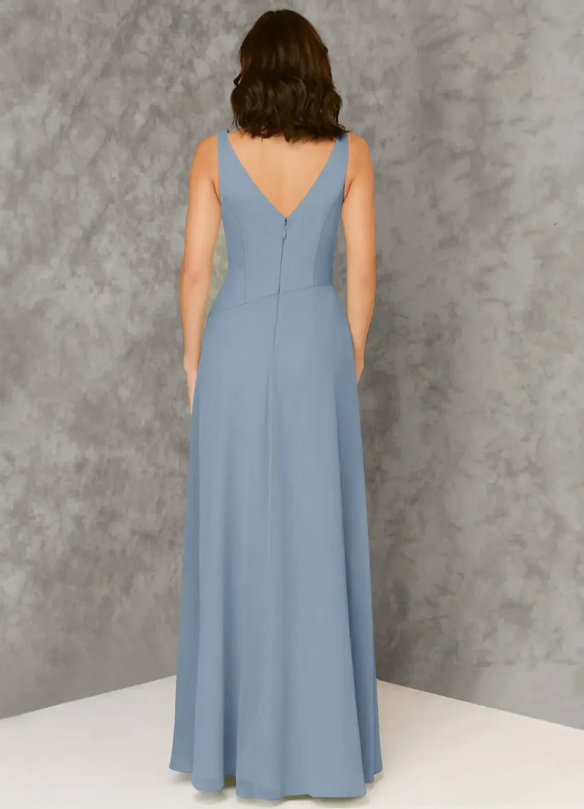Radiant A Line V Neck Sleeveless Zipper Back Floor Length Bridesmaid Dress