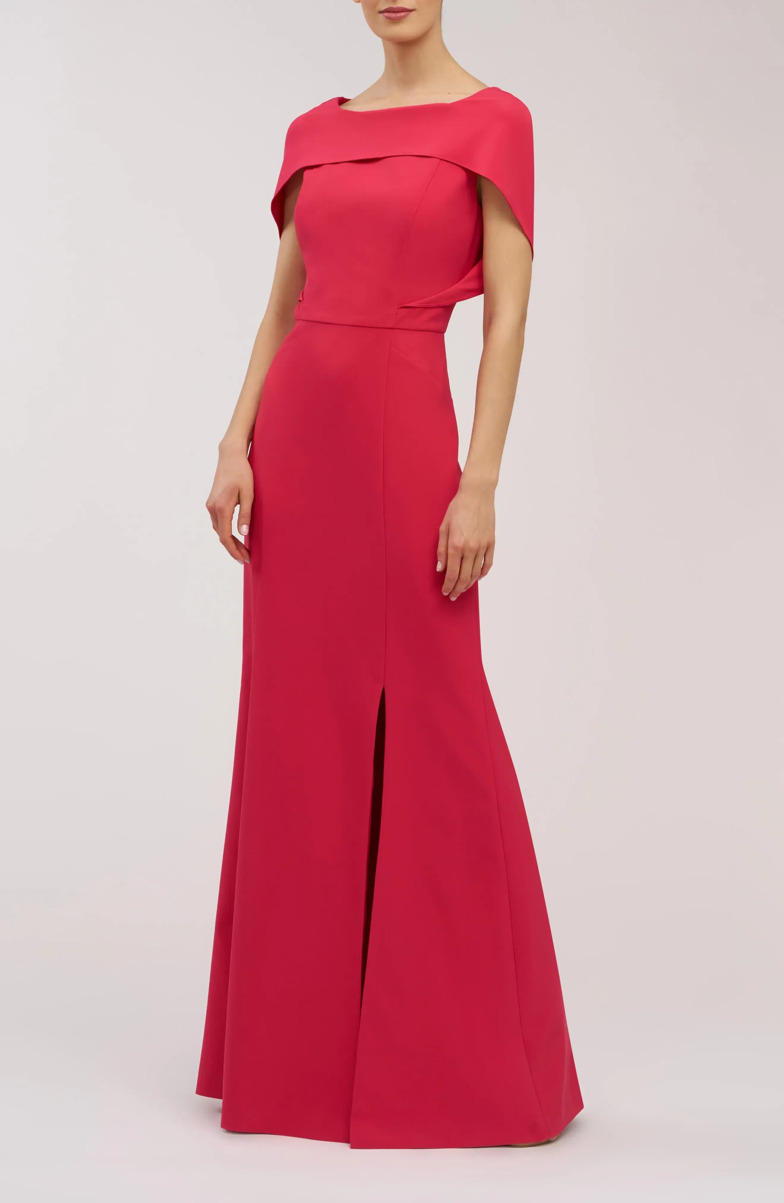 Radiant Mermaid Boat Neck Cape Sleeve Zipper Back Floor Length Evening Dress