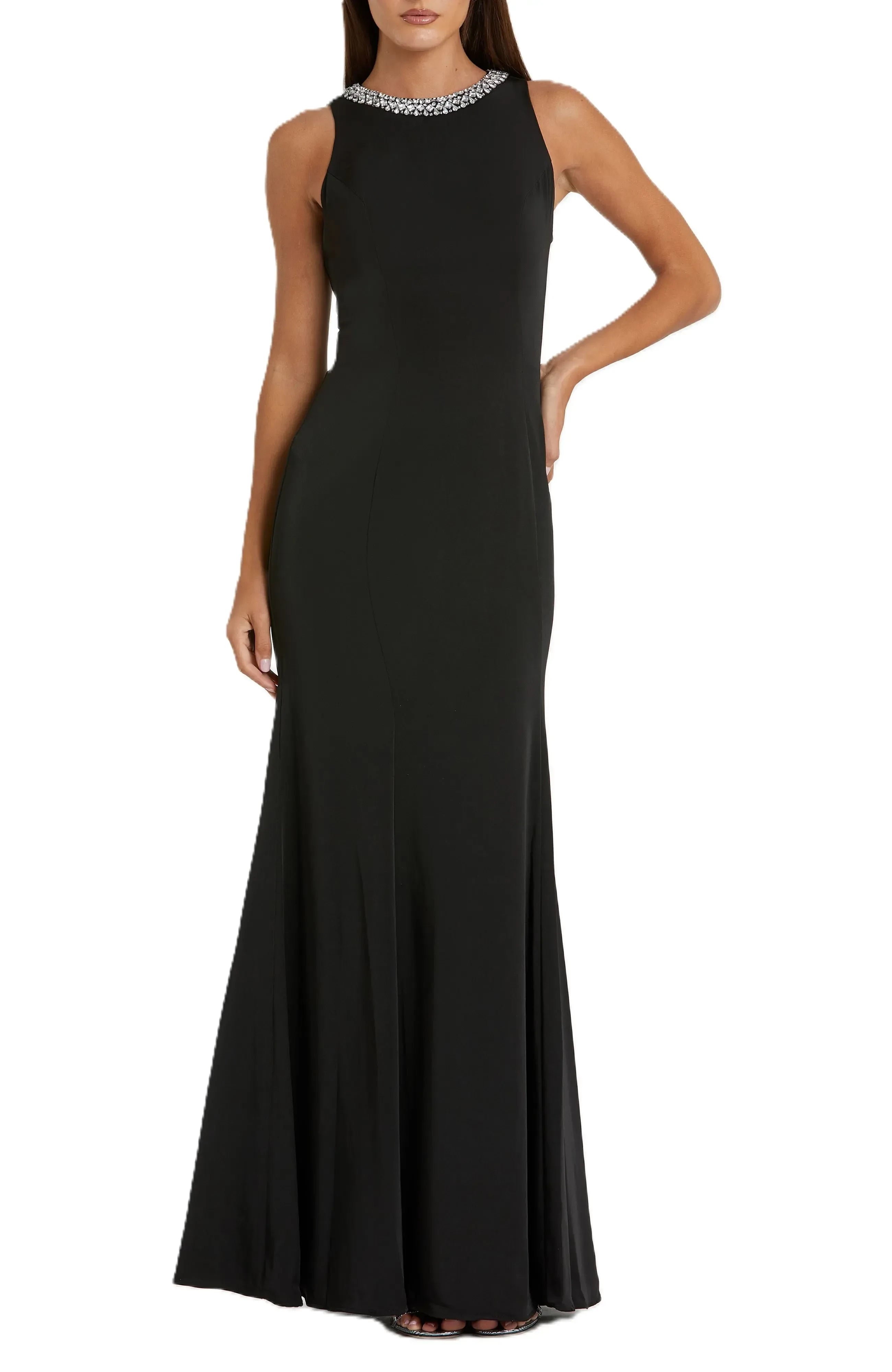 Radiant Mermaid Jewel Neck Sleeveless Plain Back Floor Length Evening Dress