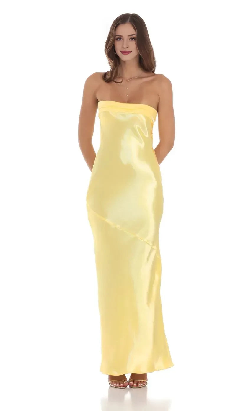 Radiant Sheath Strapless Sleeveless Bow Back Floor Length Evening Dress