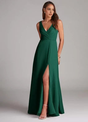 Radiant Sheath V Neck Sleeveless Zip Back Floor Length Bridesmaid Dress