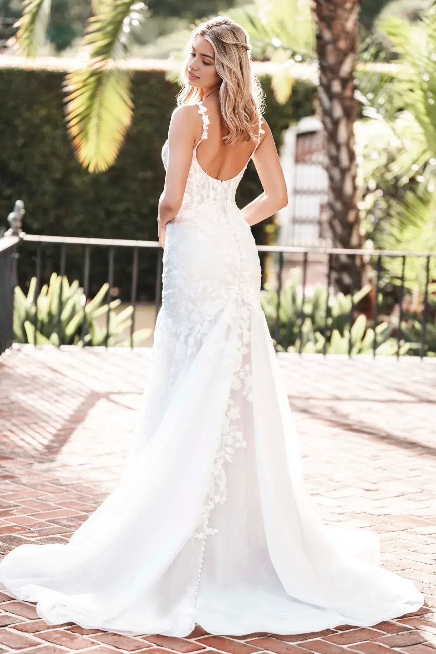 Radiant Trumpet Sweetheart Neckline Spaghetti Strap Open Back Floor Length Wedding Dress