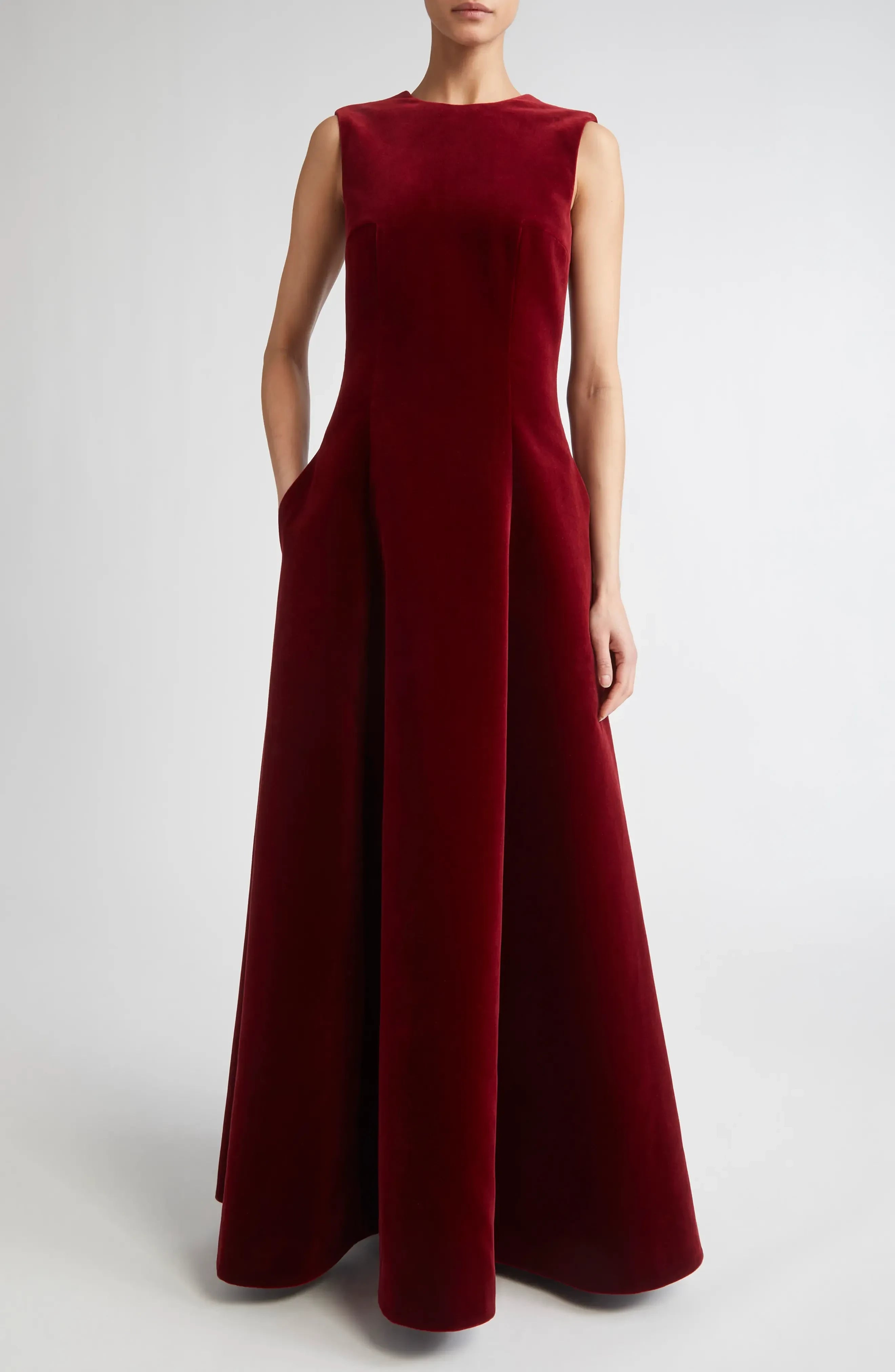 Refined A Line Crew Neck Sleeveless Open Back Floor Length Evening Dress