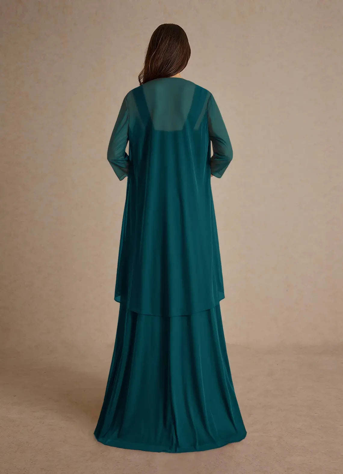 Refined A Line Square Neck Sleeveless Zipper Back Floor Length Mother of the Bride Dress with Chiffon Jacket