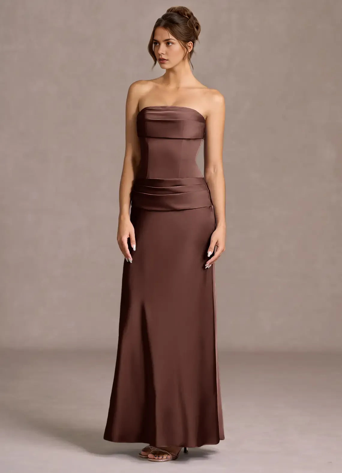 Refined Sheath Strapless Sleeveless Open Back Floor Length Hot sale Prom Dress