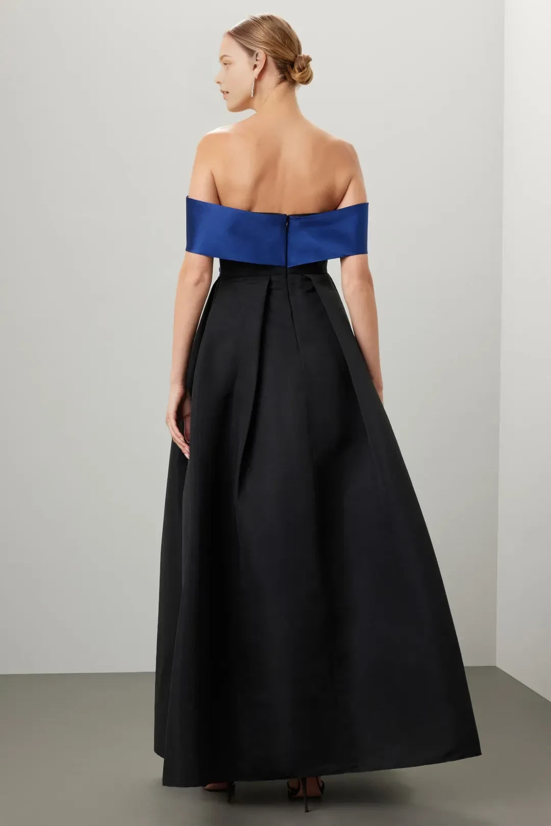 Regal A Line Off Shoulder Contrast Bodice Floor Length Plus Size Prom Dress