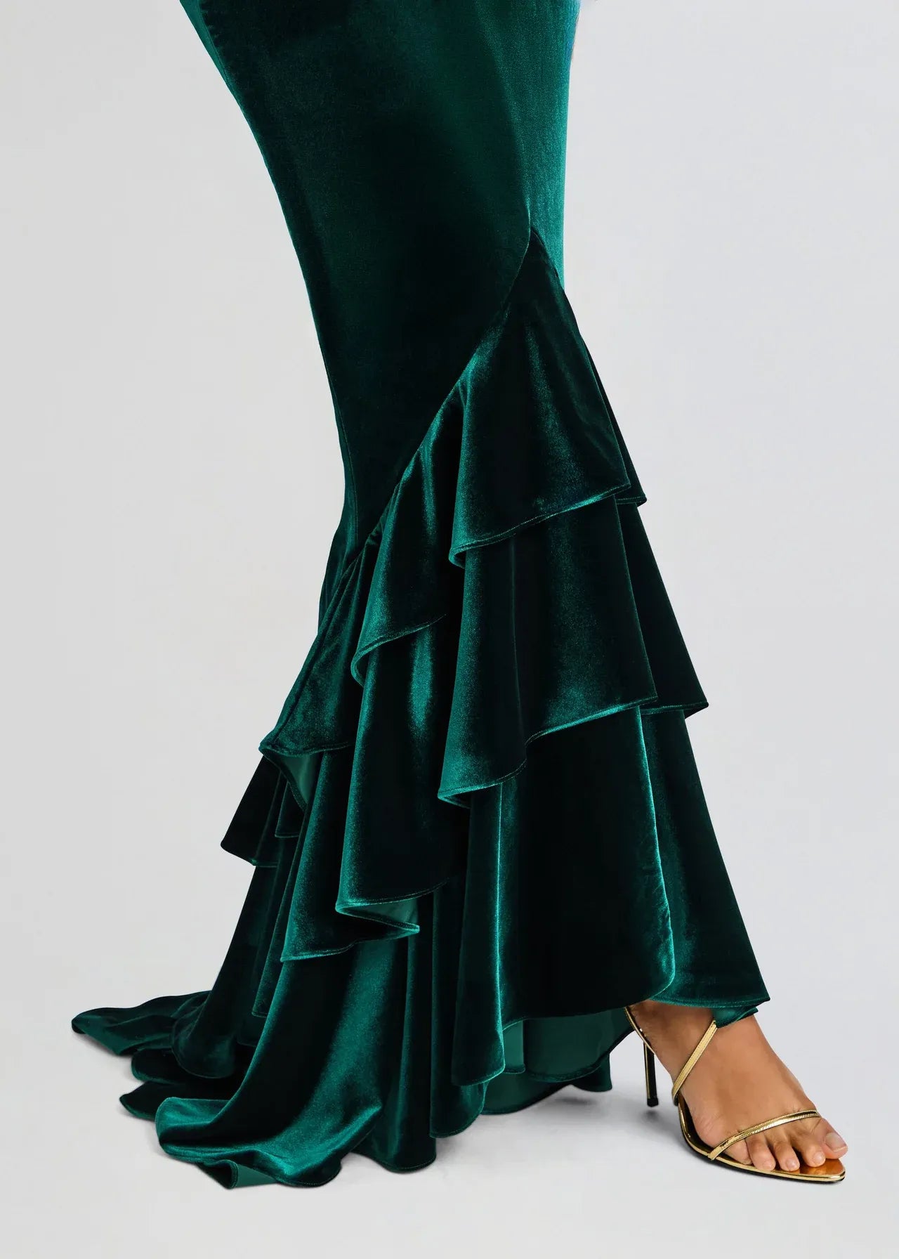 Regal Mermaid Strapless Sleeveless Ruffled Hem Floor Length Plus Size Evening Dress