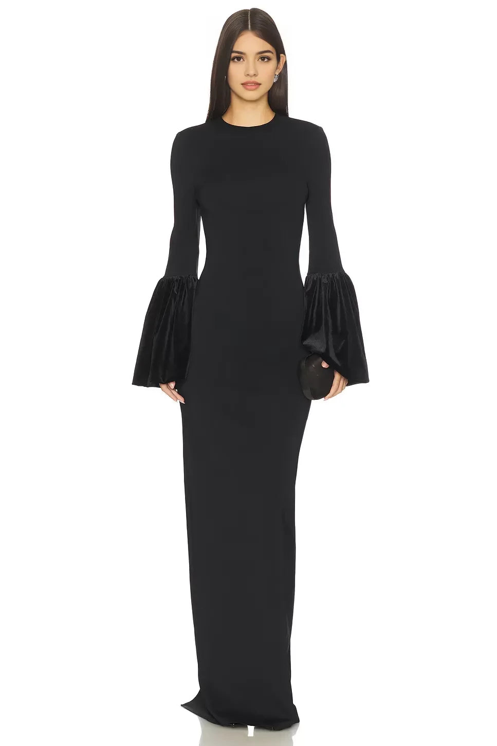 Regal Sheath Crew Neck Bell Sleeve Cutout Back Floor Length Evening Dress
