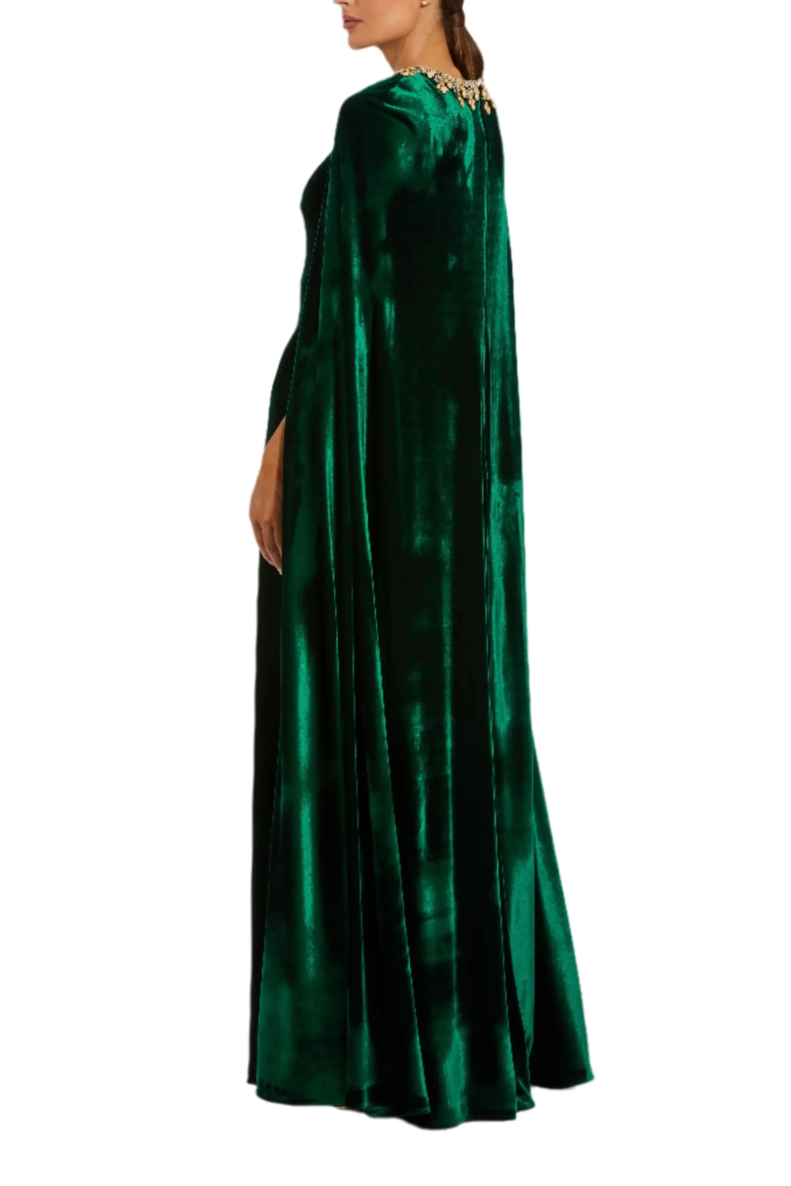 Regal Sheath Jewel Neck Cape Sleeve Zipper Back Floor Length Evening Dress