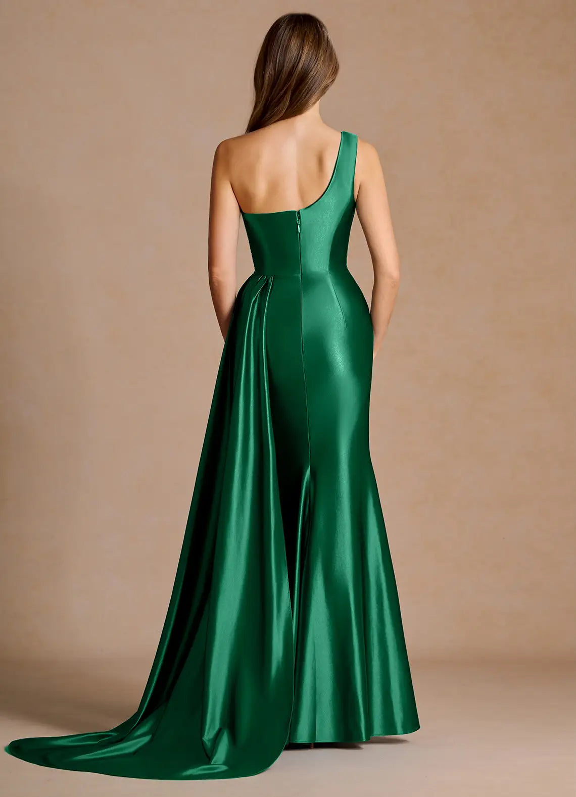 Resplendent Trumpet One Shoulder Sleeveless Open Back Train Floor Length  Hot sale Prom Dress