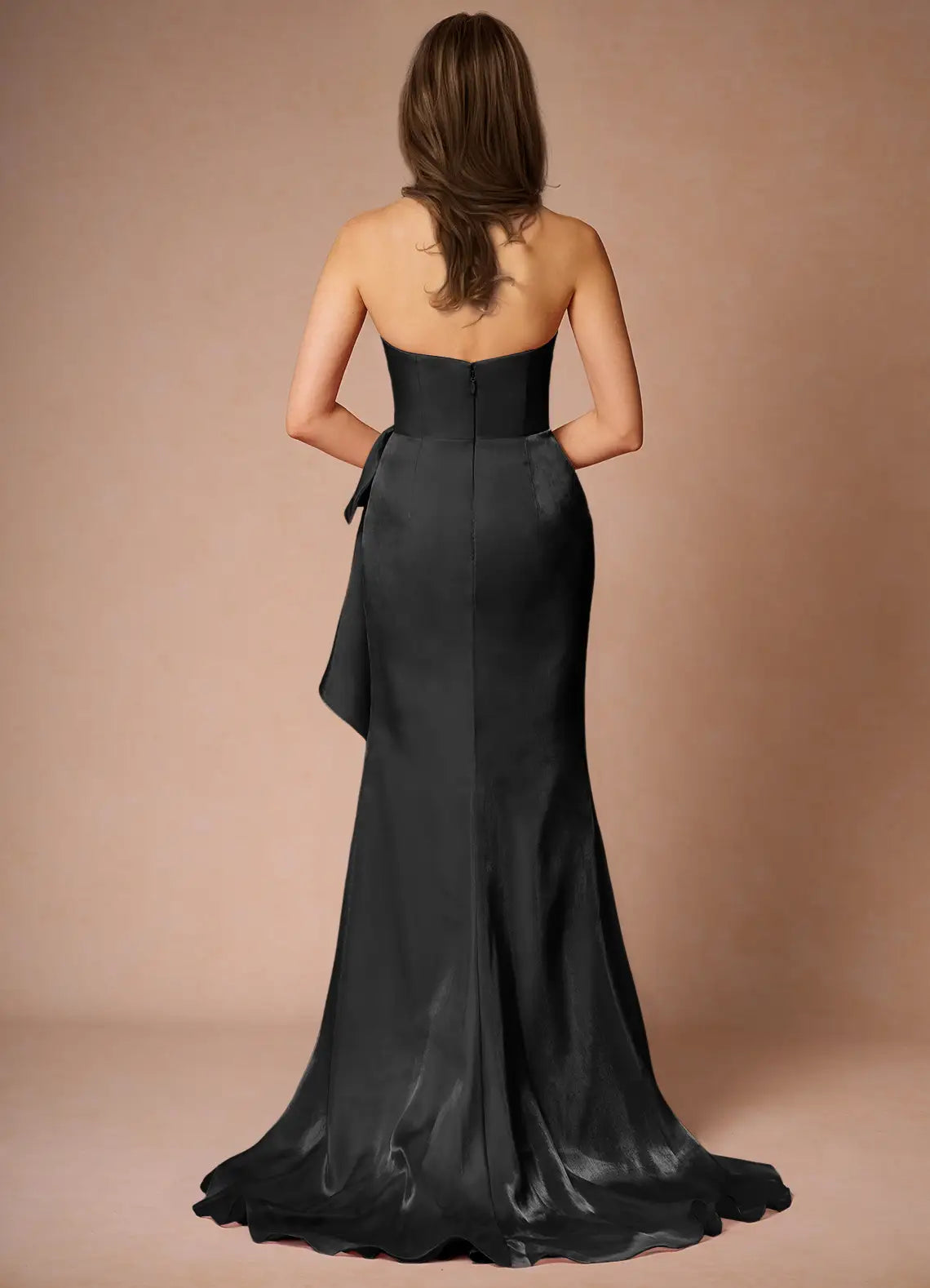 Rich Trumpet Strapless Sleeveless Low Back Train Length For Ladies Prom Dress