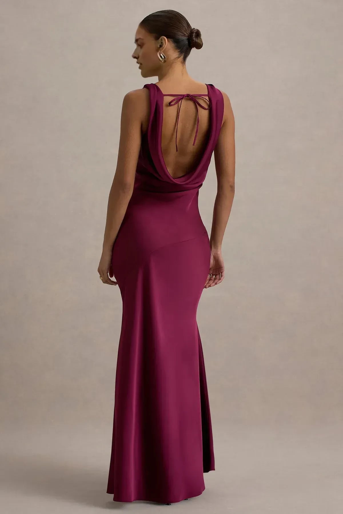 Riveting Mermaid Cowl Neck Sleeveless Tie Back Floor Length Evening Dress