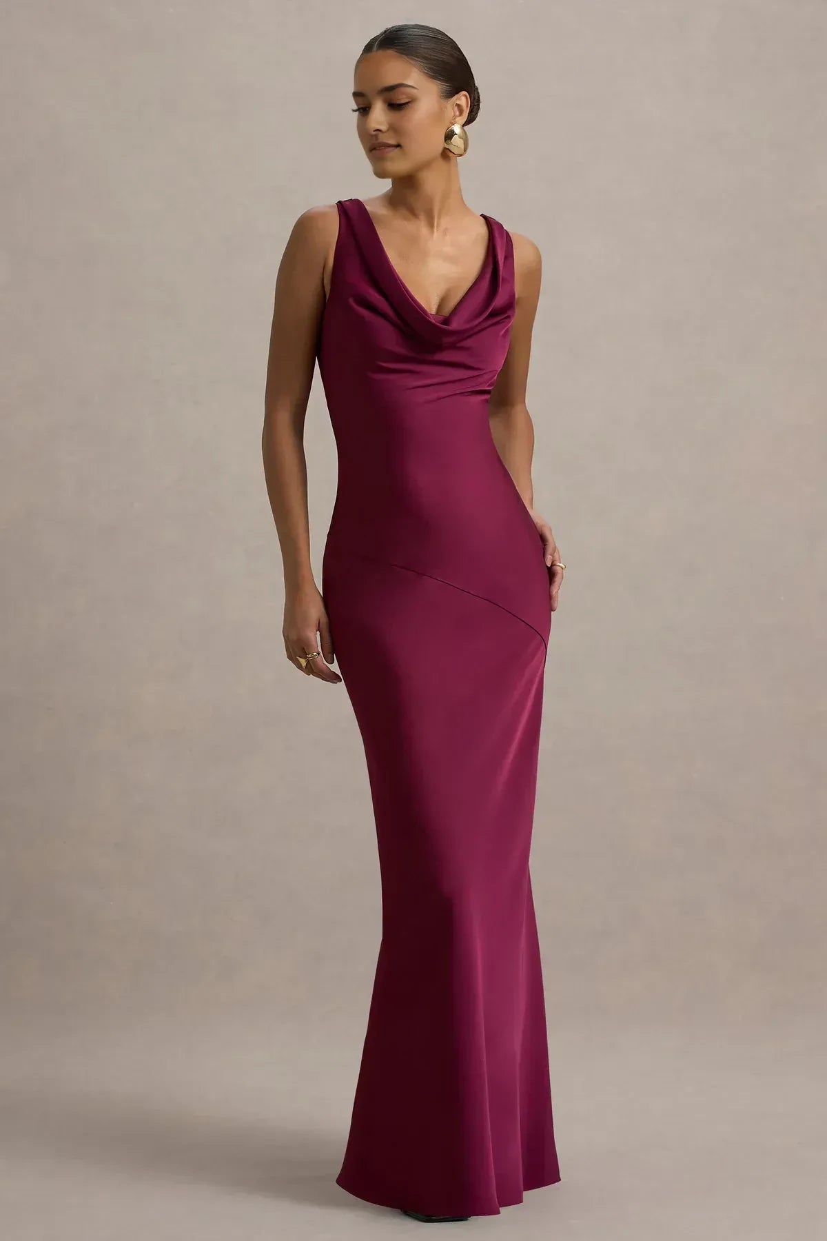 Riveting Mermaid Cowl Neck Sleeveless Tie Back Floor Length Evening Dress