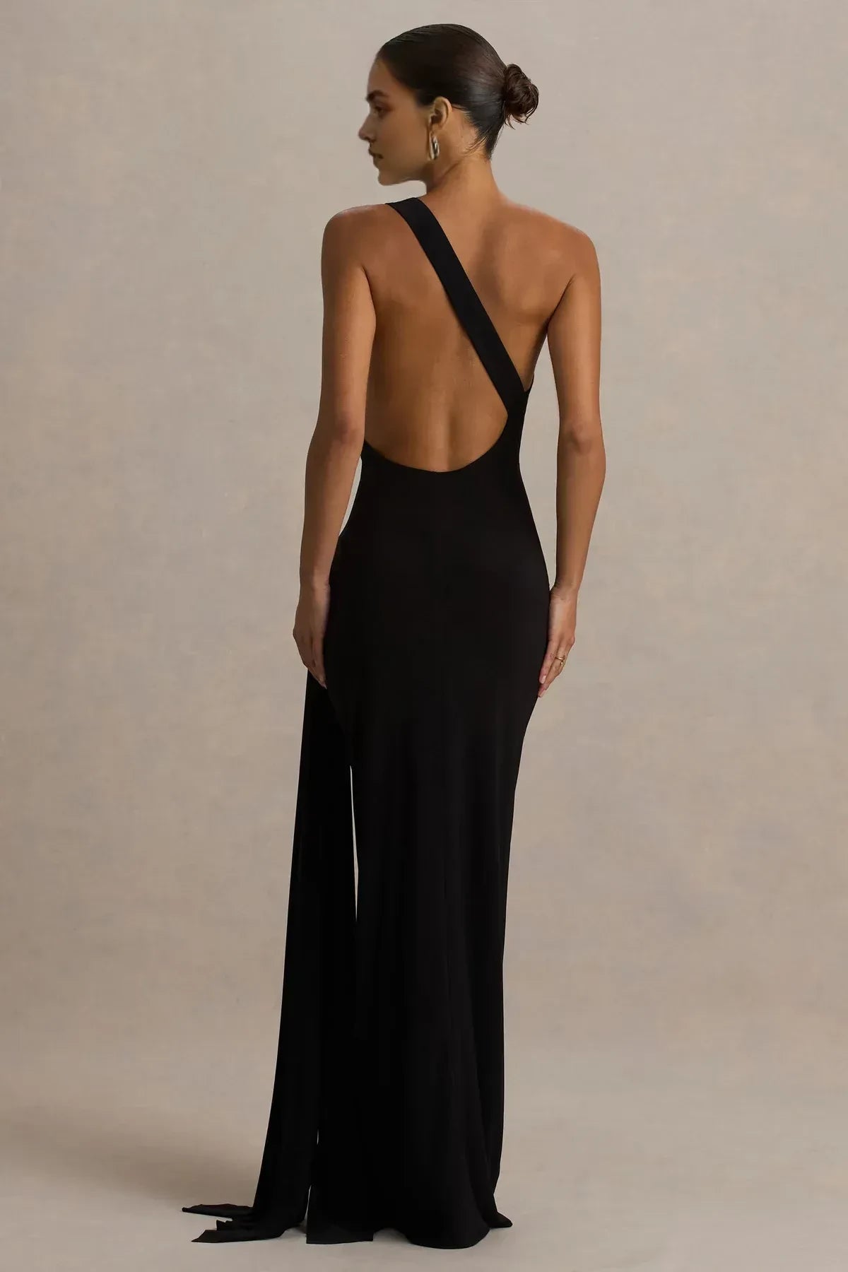 Riveting Mermaid One Shoulder Sleeveless Open Back Floor Length Evening Dress