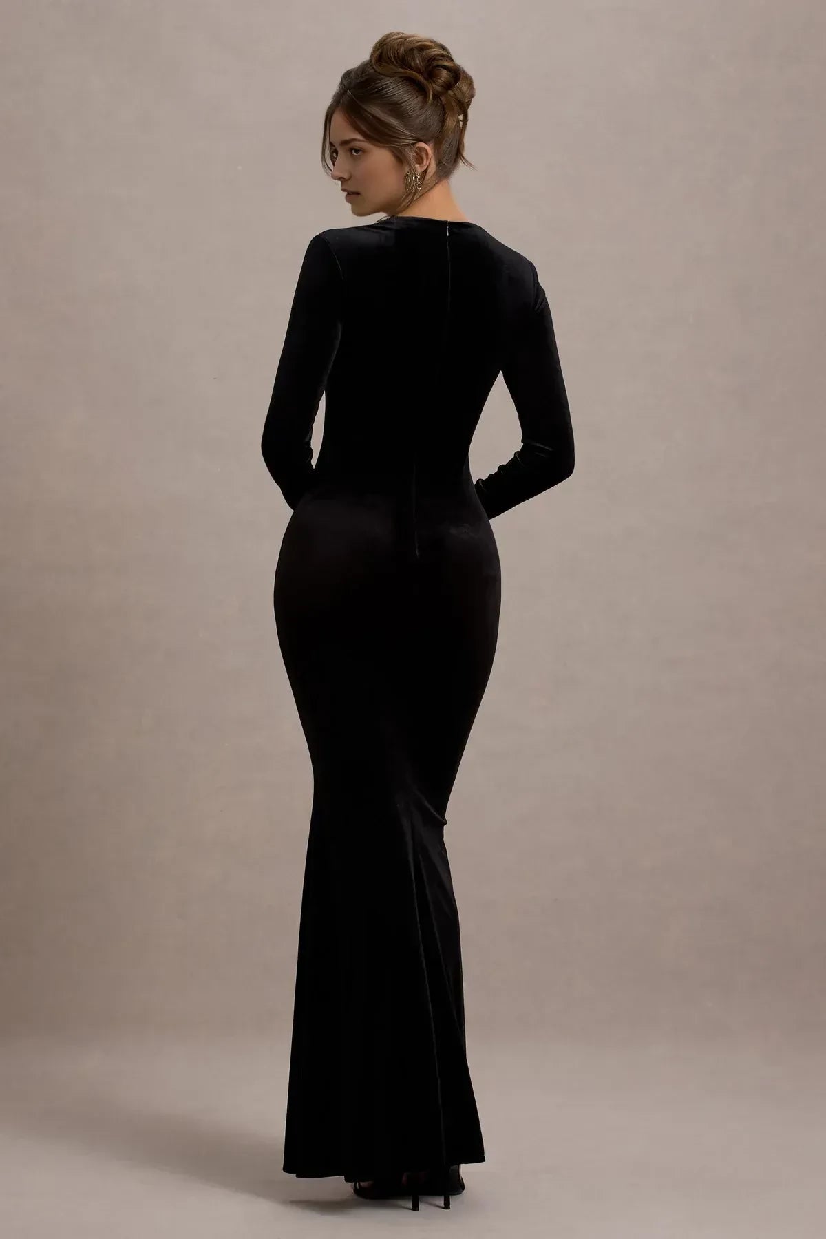 Riveting Mermaid Square Neck Long Sleeve Back Zipper Floor Length Evening Dress