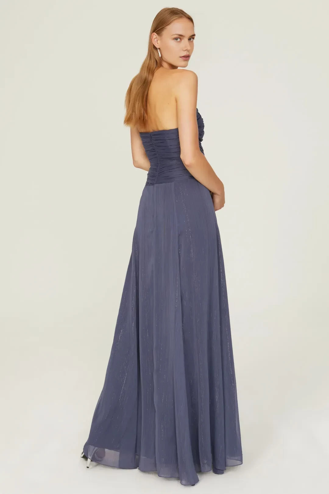 Romantic A Line Halter Neck Sleeveless Cutout Waist High Slit Floor Length Plus Size Prom Dress