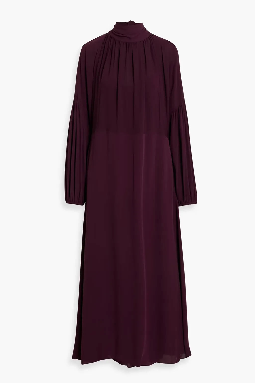 Romantic A Line High Neck Puff Sleeve Tie Back Floor Length Plus Size Evening Dress