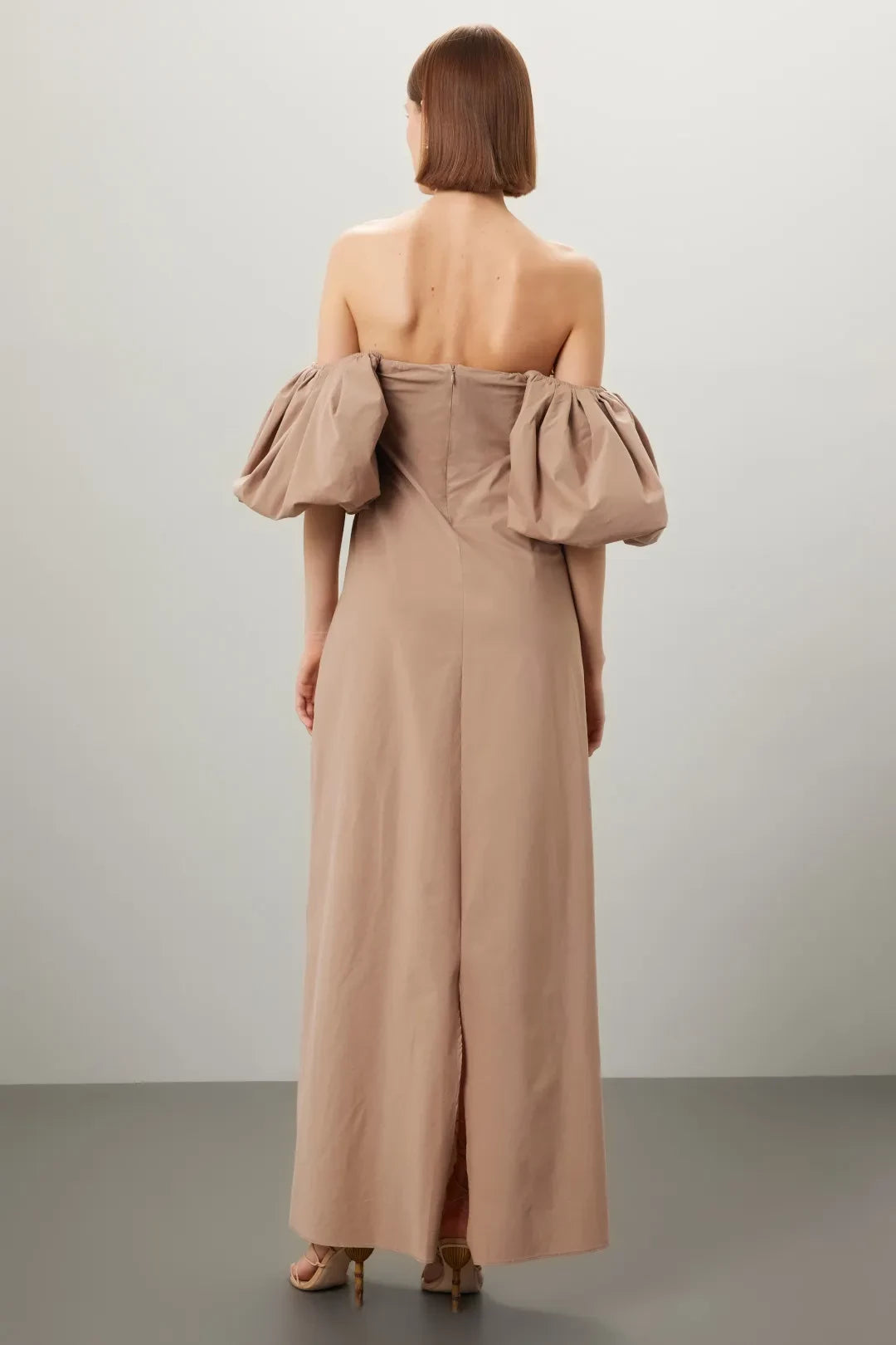 Romantic A Line Off Shoulder Puff Sleeve Bow Front Floor Length Plus Size Prom Dress