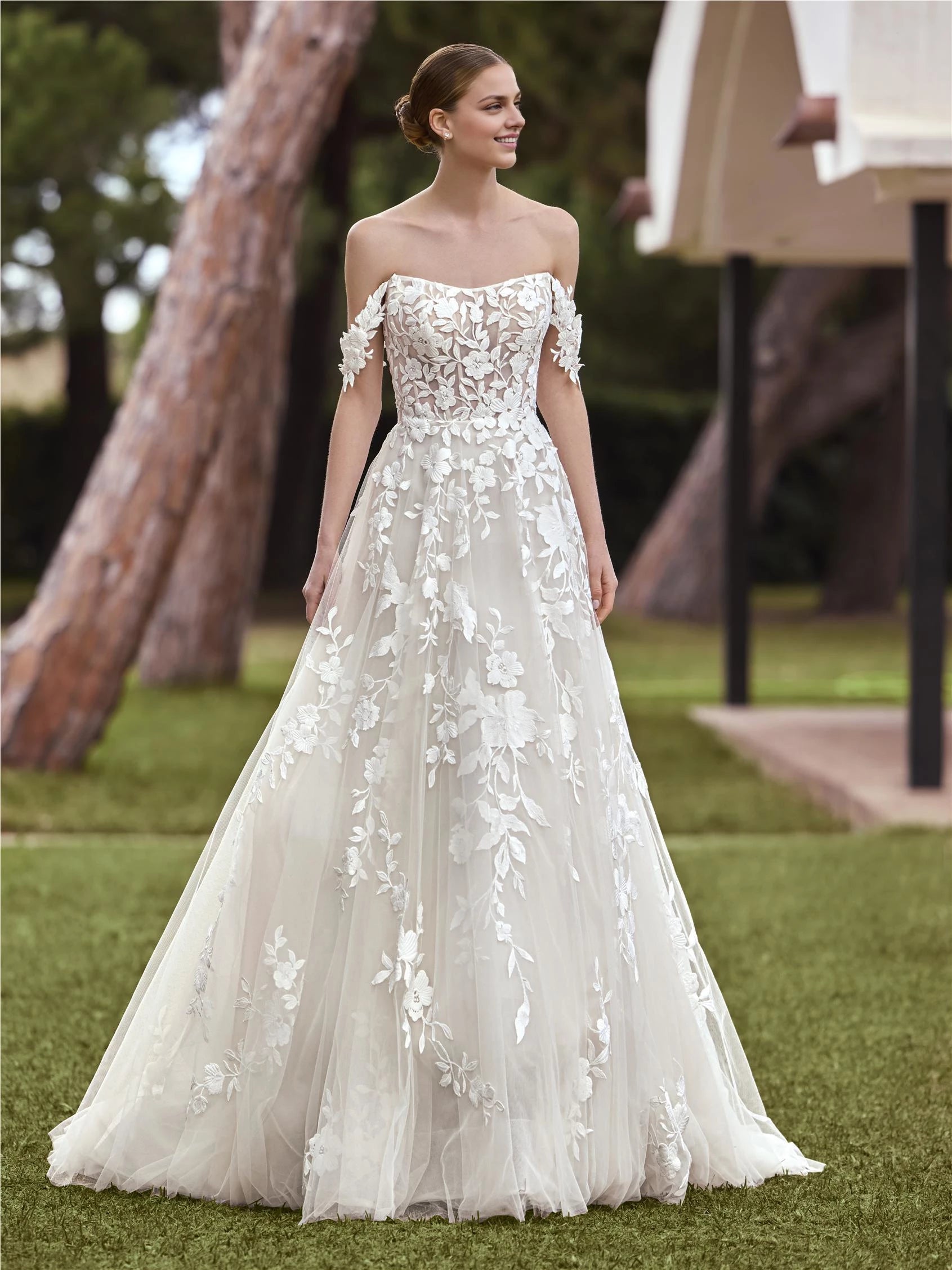 Romantic Ball Gown Off The Shoulder Flutter Sleeve Open Back Floor Length Wedding Dress