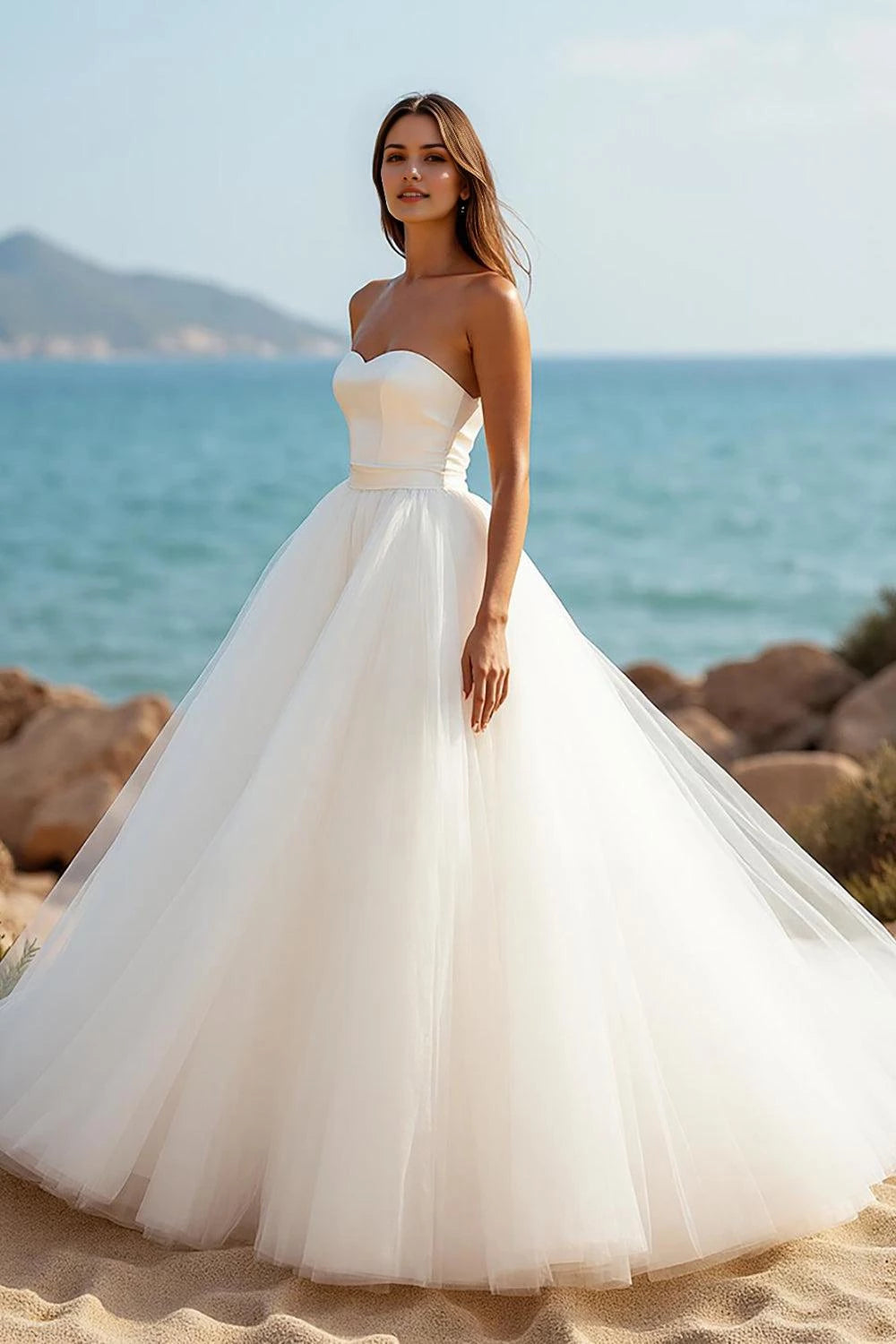Romantic Ball Gown Sweetheart Sleeveless Open Back Floor Length Wedding Dress