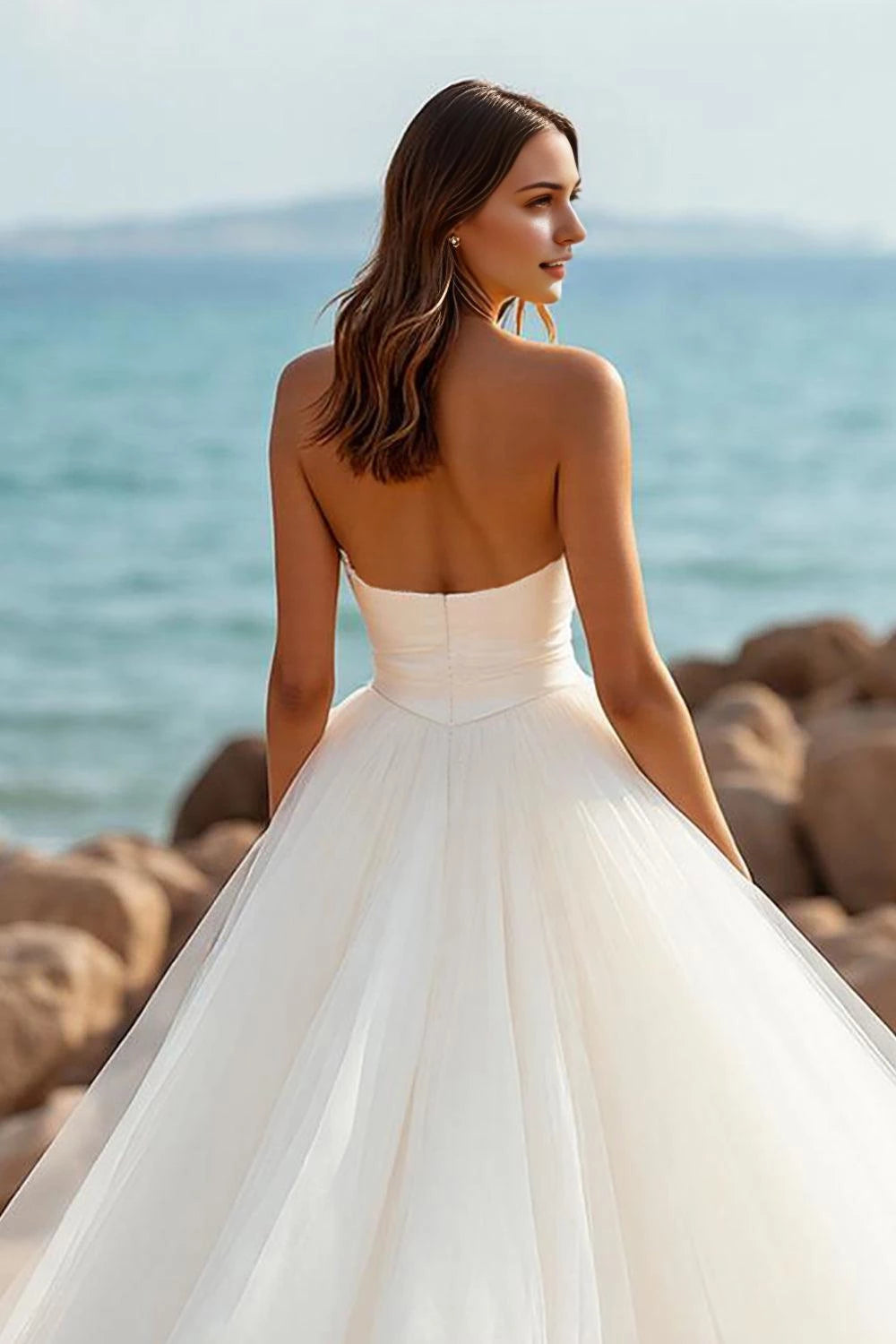 Romantic Ball Gown Sweetheart Sleeveless Open Back Floor Length Wedding Dress