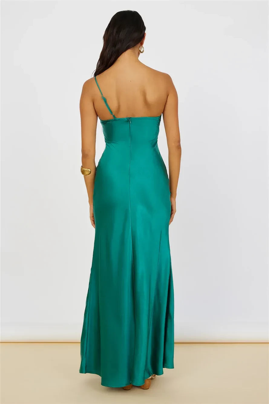 Romantic Mermaid Asymmetric Neck Sleeveless One Shoulder Floor Length Prom Dress