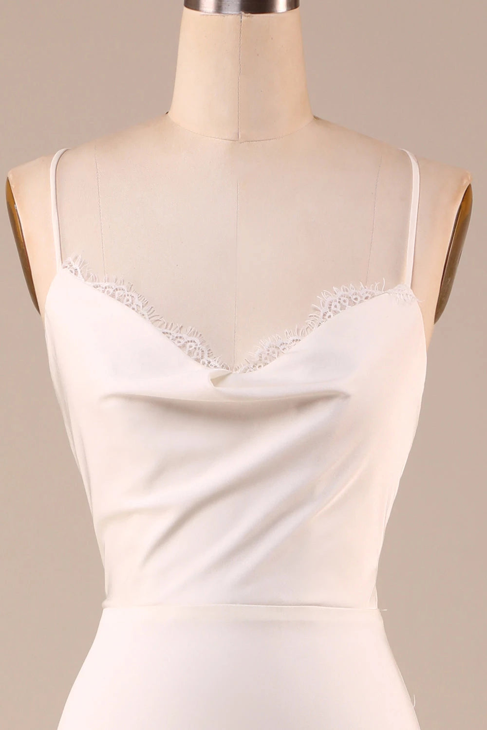 Romantic Mermaid Cowl Neck Sleeveless Criss Cross Back Maxi Wedding Dress