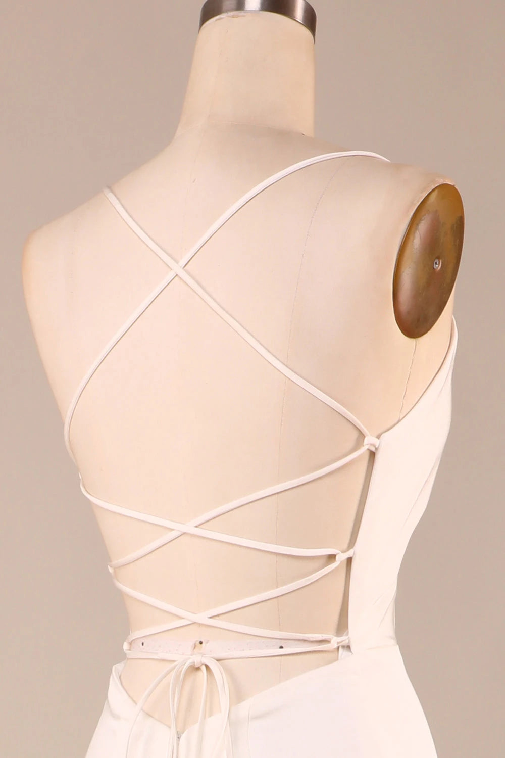 Romantic Mermaid Cowl Neck Sleeveless Criss Cross Back Maxi Wedding Dress