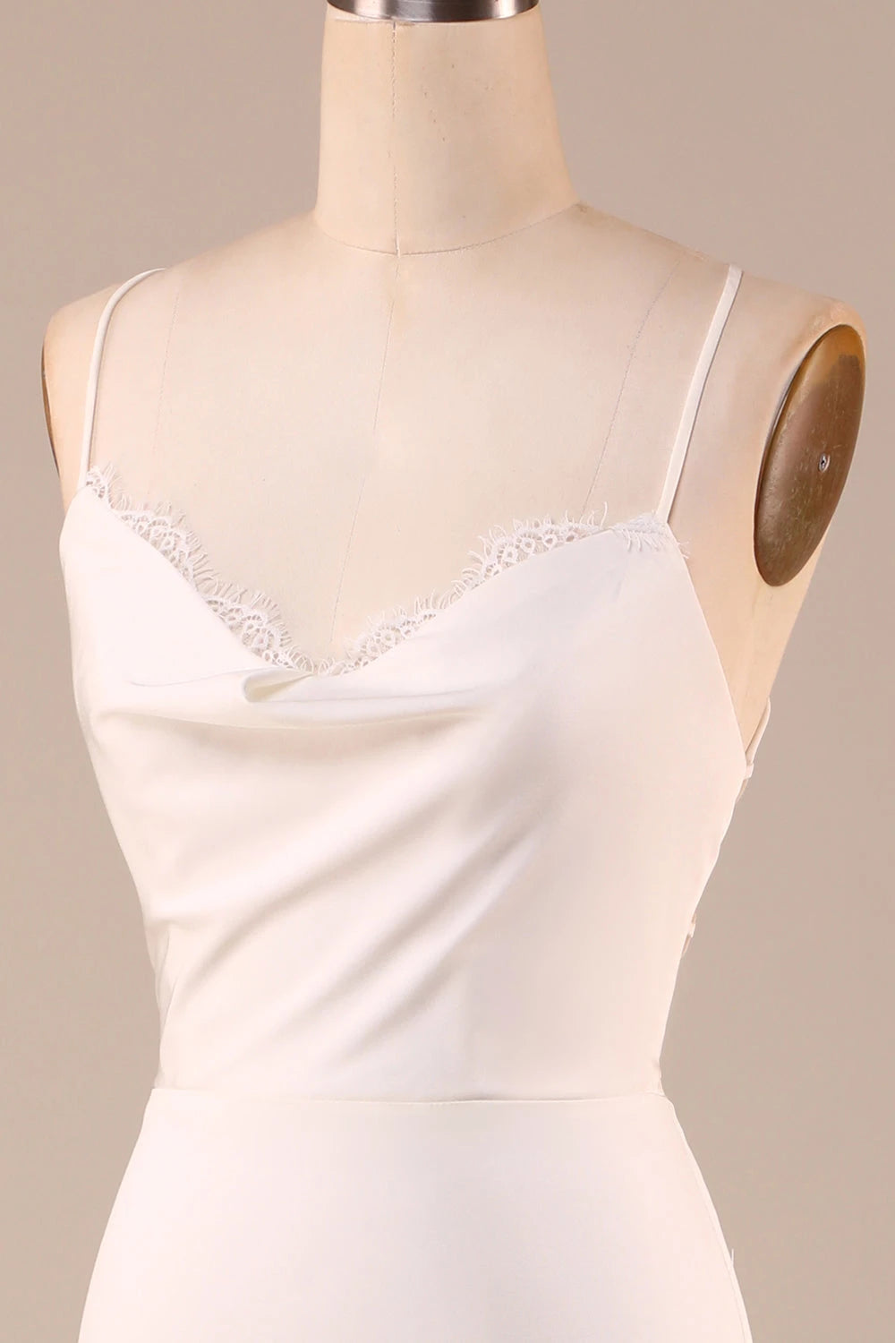 Romantic Mermaid Cowl Neck Sleeveless Criss Cross Back Maxi Wedding Dress