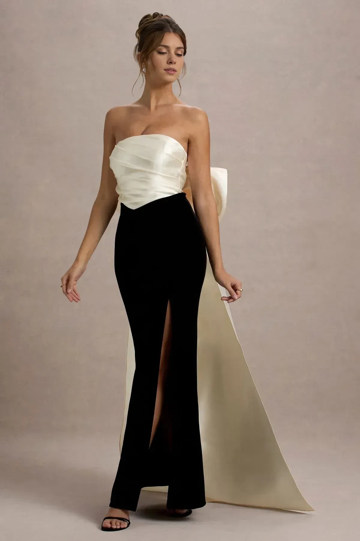 Romantic Mermaid Strapless Sleeveless Bow Back Floor Length Evening Dress