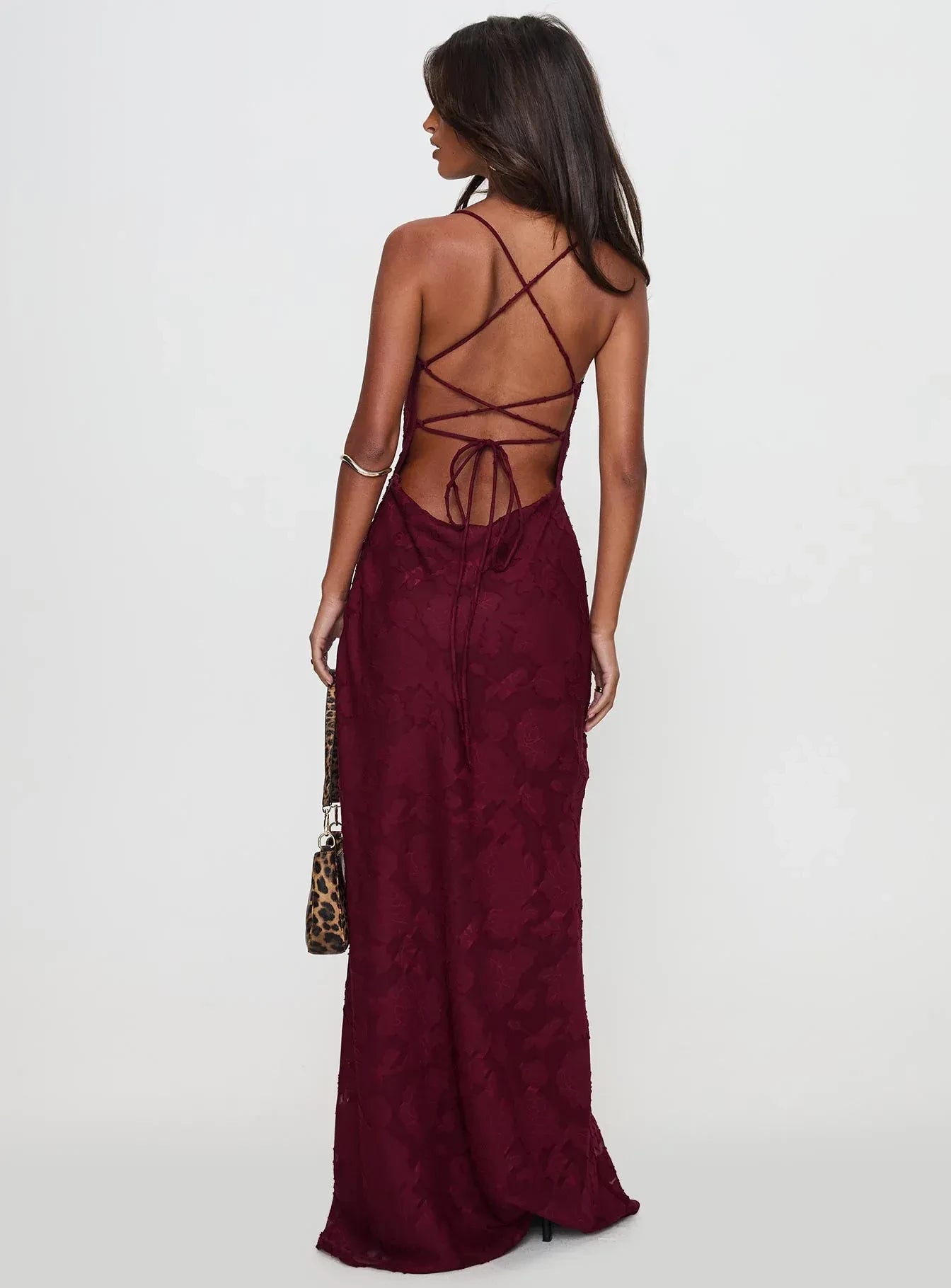 Romantic Sheath Cowl Neck Spaghetti Strap Lace Up Back Floor Length Evening Dress