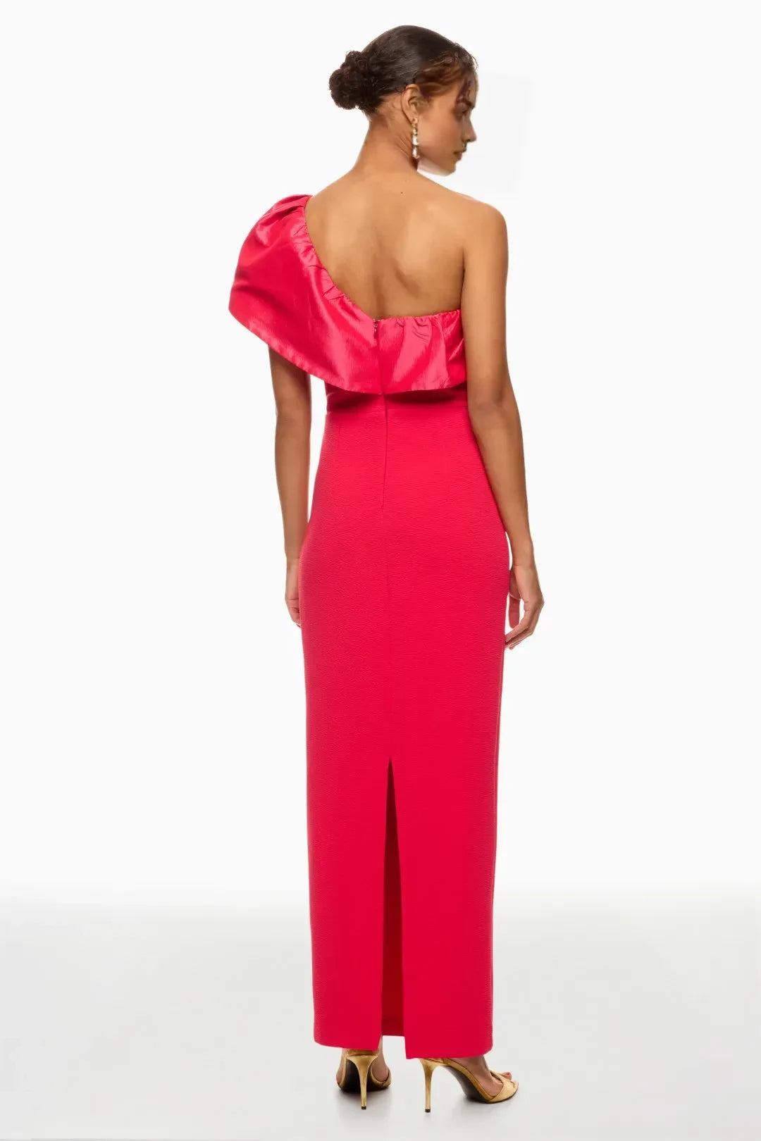 Romantic Sheath One Shoulder Sleeveless Ruffle Accent Floor Length Plus Size Prom Dress