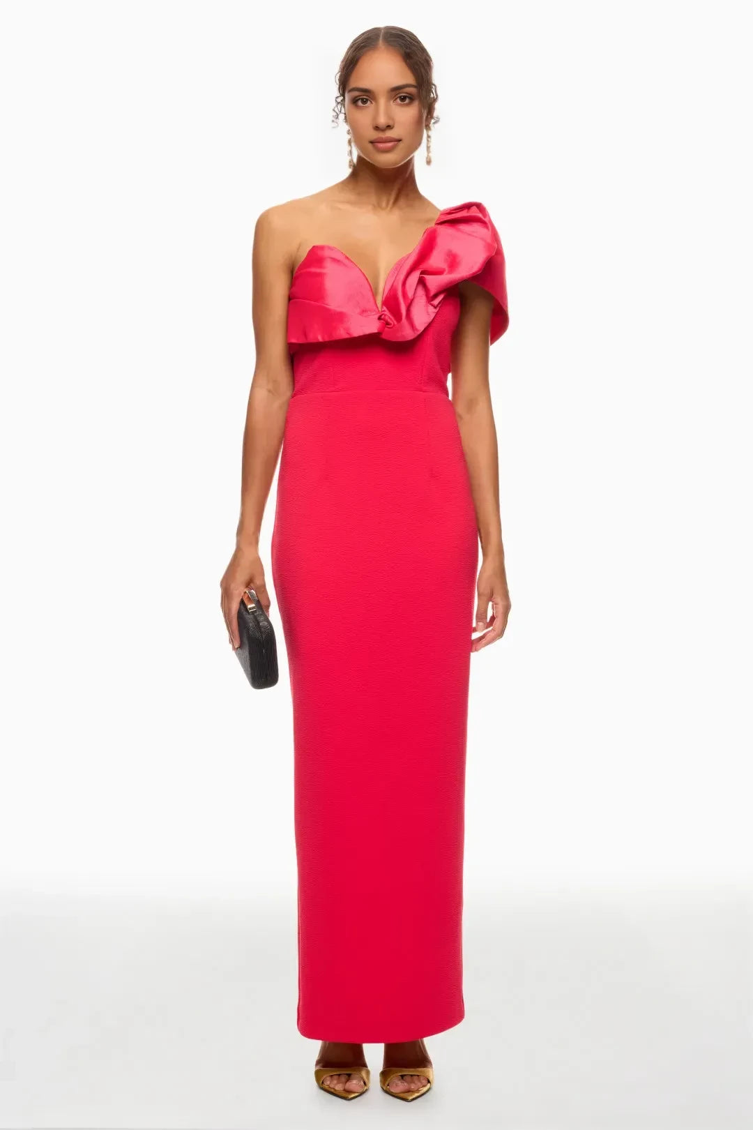 Romantic Sheath One Shoulder Sleeveless Ruffle Accent Floor Length Plus Size Prom Dress