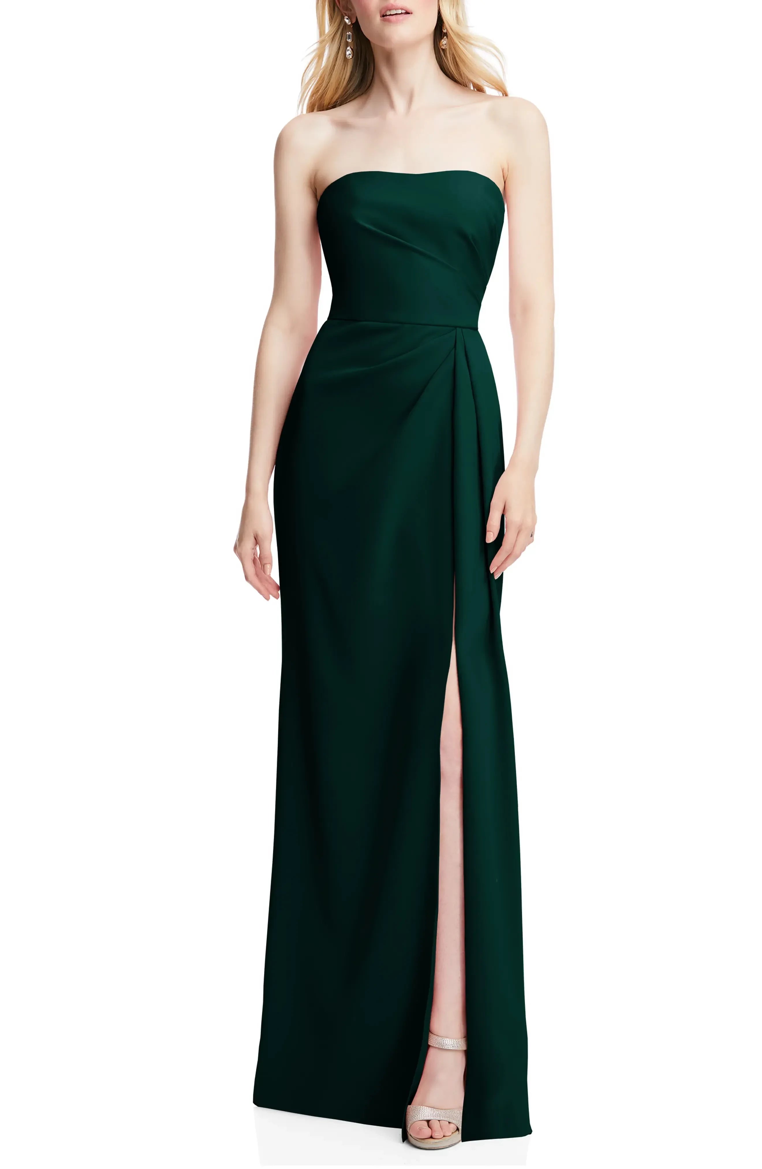 Romantic Sheath Strapless Sleeveless Zipper Back Floor Length Evening Dress