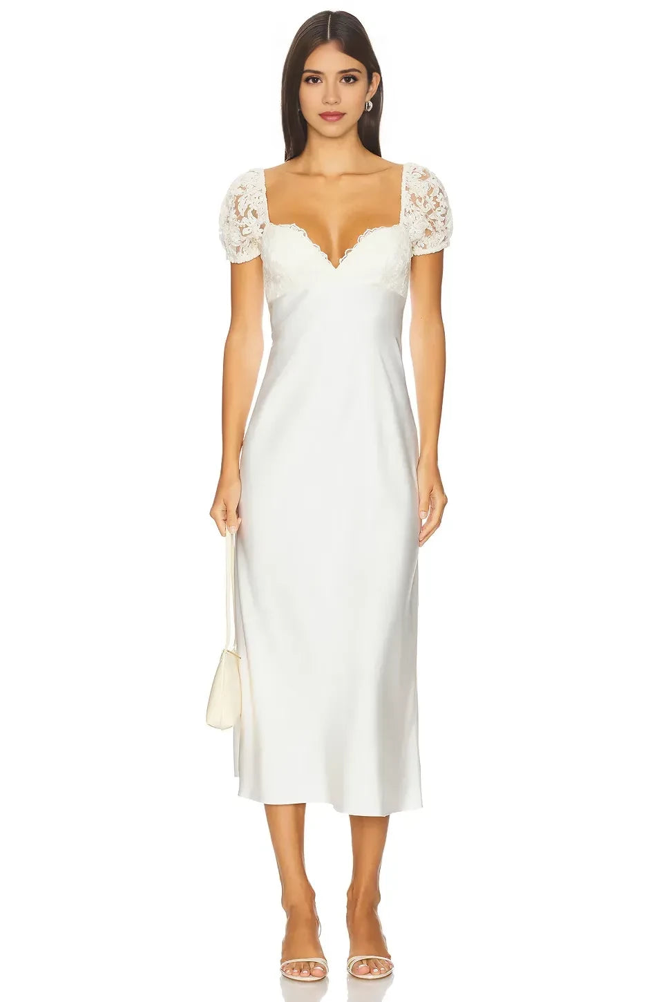 Romantic Sheath Sweetheart Neck Lace Cap Sleeve Open Back Midi Evening Dress