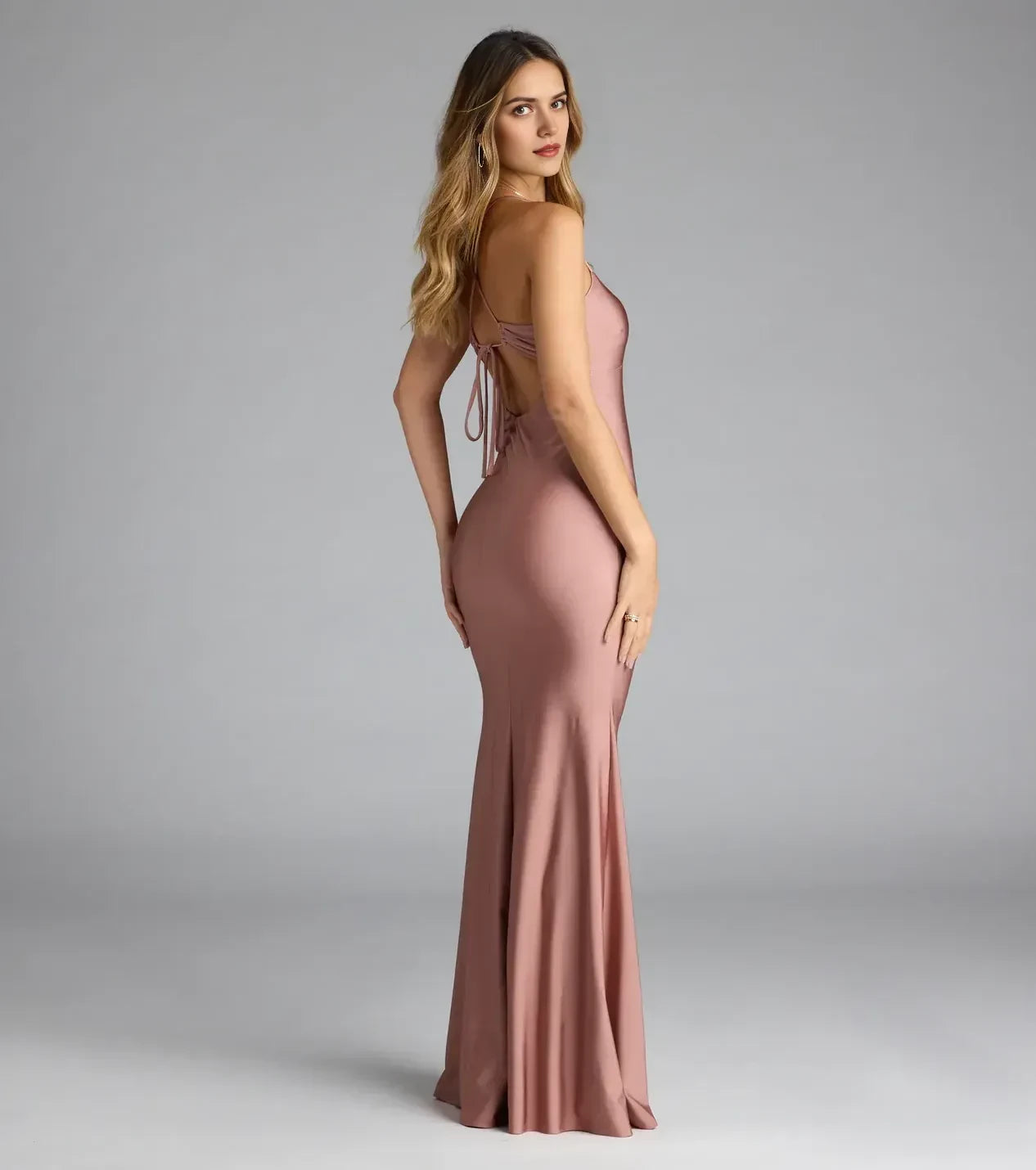 Romantic Trumpet Sweetheart Neck Spaghetti Strap Lace Up Back Floor Length Prom Dress